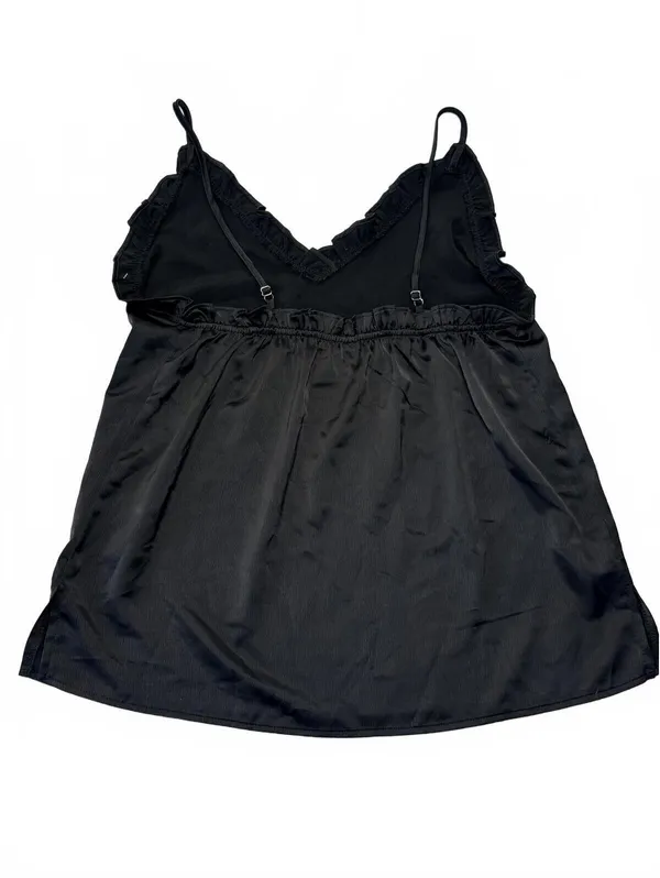 Black Lace Trim Camisole Top Chemise Lingerie Large Goth Coquette Grunge Y2K - Image 2