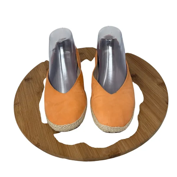 Eileen Fisher Tour Nubuck Espadrille Ballet Flat Orange Leather Womens 7.5‎ - Image 2