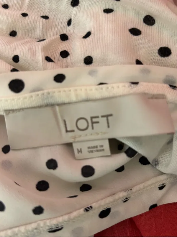 LOFT White Blouse with Black Polka Dots and Flutter Sleeves - Image 4