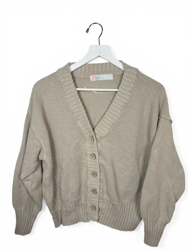 Free People FP Beach Chunky Boxy Cardigan in oatmeal W2356 Sz S - Image 3