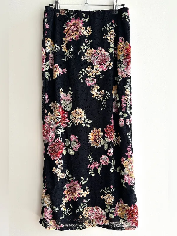 AFRM Los Angeles Lacey Black Floral Lace Two-Piece Midi Dress Set, Size S/M - Image 10