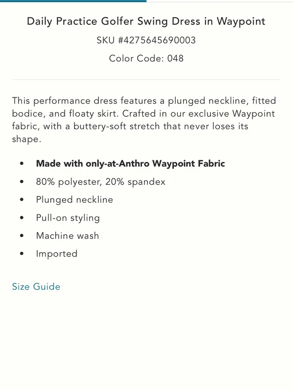 Anthropologie NWT Daily Practice Waypoint Golfer Swing Athletic Tennis Mini Dress Size Medium - Image 5