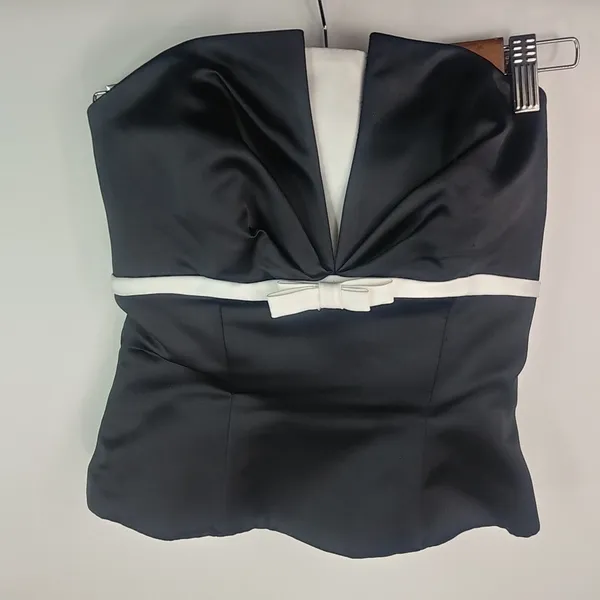 Bridal Manuf 4 Black White Tuxedo Bustier Top - Image 3