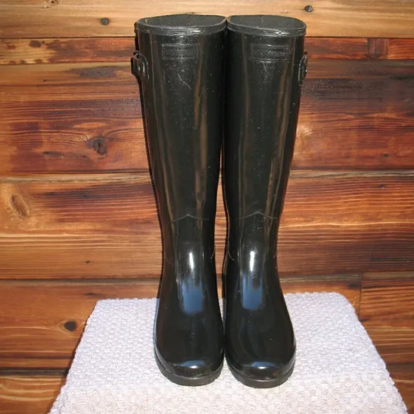 Hunter Original Refined tall wellington boots in black gloss - Image 5