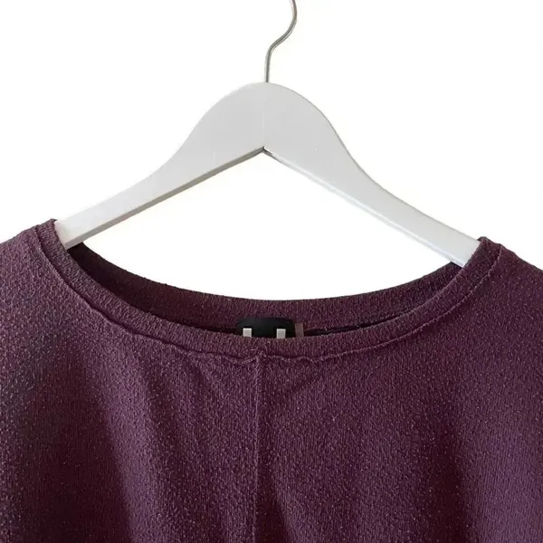 H by Bordeaux Burgundy Lightweight Cropped Stretchy Soft Womens Sweater SZ L - Image 2