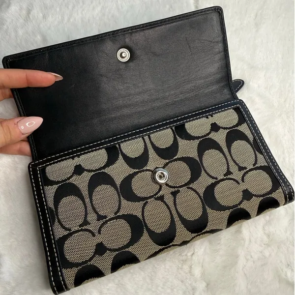 COACH Black Signature Canvas Wallet - Image 3