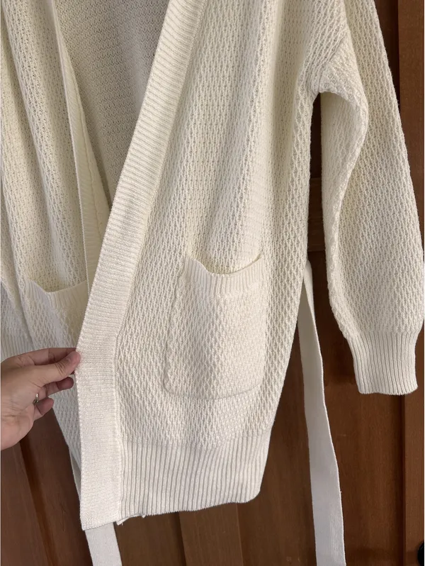 NWT Evereve Nico Wrap Cardigan Sweater Off White Women’s size Medium - Image 12