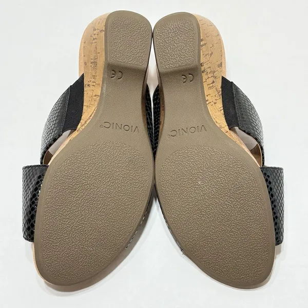 Vionic Women’s Leticia Black Leather Lizard Wedge Criss Cross Sandals Size 7 - Image 12