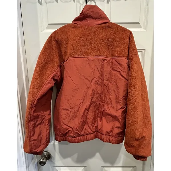 Wild Fable Womens Rust Orange Mixed Media Sherpa‎ Fleece Nylon Full Zip Jacket M - Image 9