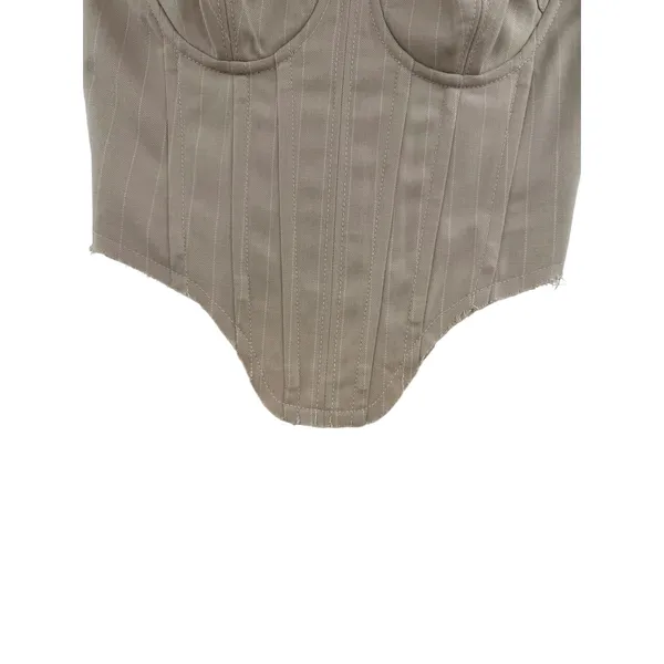 h:ours Amira Corset Top Revolve Beige Pinstripe‎ Strapless Bustier Size XS - Image 4