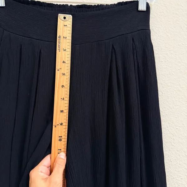 MISA Los Angeles KOVA Cropped Pants‎ XS Black Rayon Wide Leg Grommet Hem* - Image 17