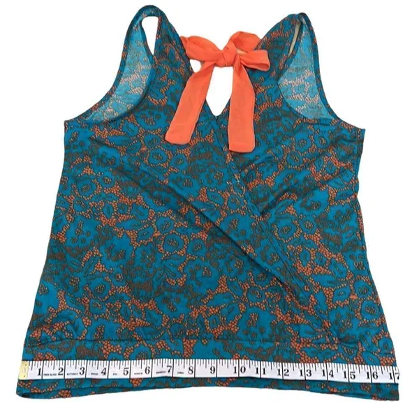 Lily Star beautiful vibrant teal & orange wrap back tank top w/ orange ties - Image 7