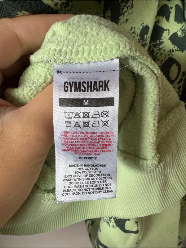 Gymshark Women’s Light Green All Over Animal Print Hoodie‎ Sweatshirt Medium - Image 4