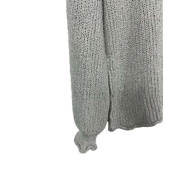 POL Textured Knit Sweater Womens M Gray Lightweight Drop Shoulder Exposed Hem - Image 3