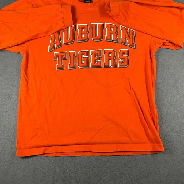 Vtg Auburn Tigers Jansport Medium Orange Long‎ Sleeve Tee Front Back Graphic - Image 7