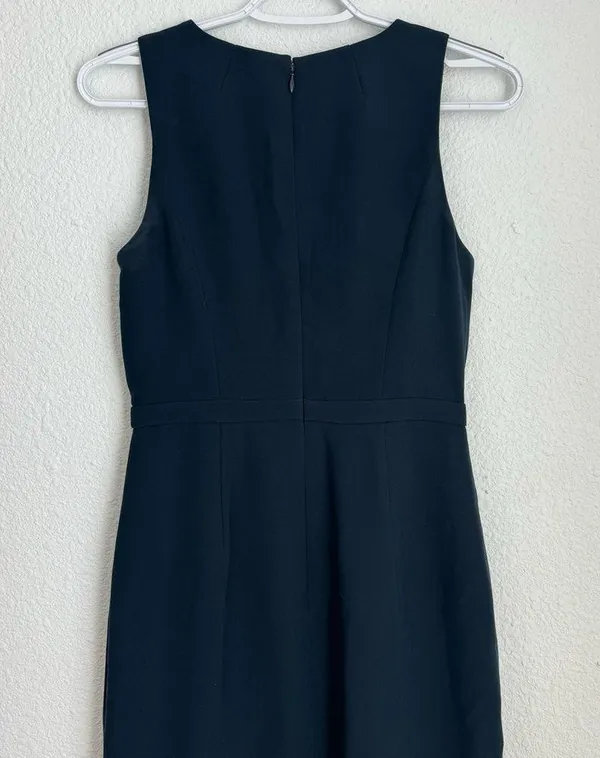 J. Crew Dress Womens Size 0 Navy Blue V Neck Scallop Crepe Wrap Surplice Sheath - Image 10