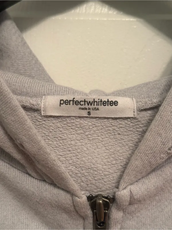 Perfectwhitetee Patti Full Zip in Light Blue Gray - Image 4