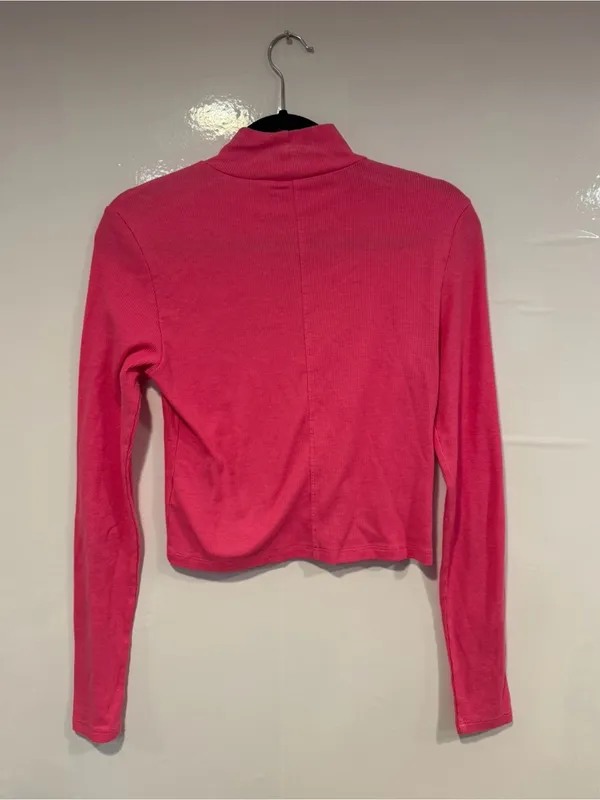 American Eagle Pink Mock Neck Long Sleeve‎ Top - Image 3
