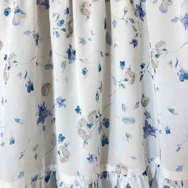 Aritzia Wilfred Tempest‎ Baby Blue Floral Smocked Long Sleeve Mini Dress Small - Image 5