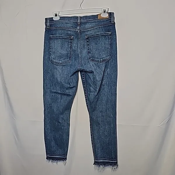 7 for all mankind luxe vintage Roxanne ankle cropped skinny raw hem jeans sz 33 - Image 7
