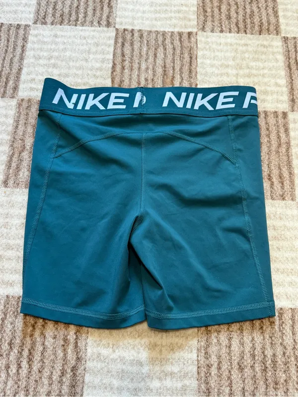 Nike Pro High Rise Compression Shorts Size Medium Women’s Teal Blue Athletic - Image 6
