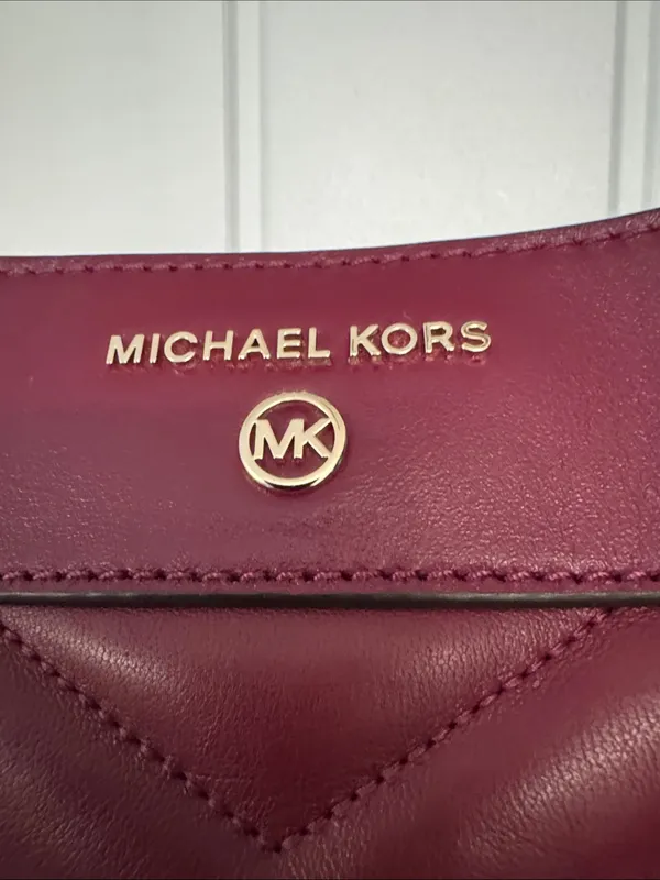 Michael Kors Wine Quilted Chain-Handle Shoulder Bag - Image 2