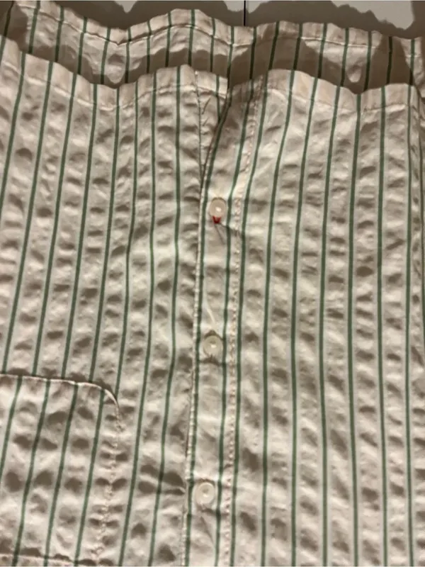 aerie Cream and Green Vertical Stripe Button-Down sleep Shirt NWT - Image 2