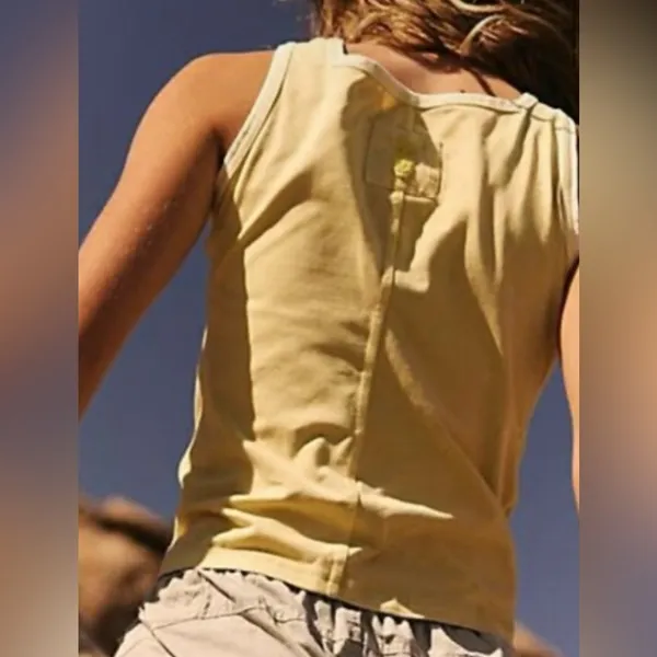 Free People New Flow Henley Tank in Fresh Mango Size S - Image 3