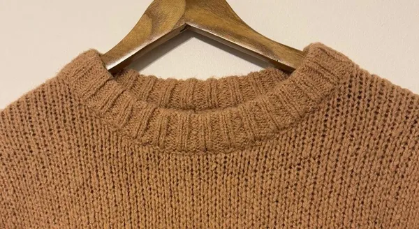 Aerie Oversized Crewneck Sweater Size Small Brown Tan Wool Blend Chunky Knit - Image 3