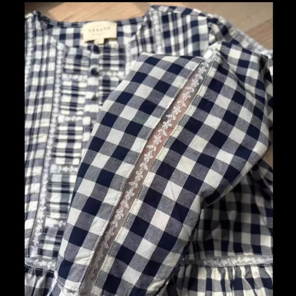 Sezane Charlina Blouse Checkered Blouse - 38 - Image 6
