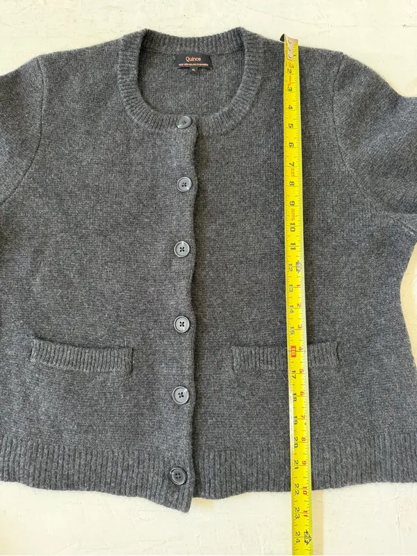 Quince 100% Mongolian Cashmere Structured Cardigan Grey Charcoal Size XL - Image 9