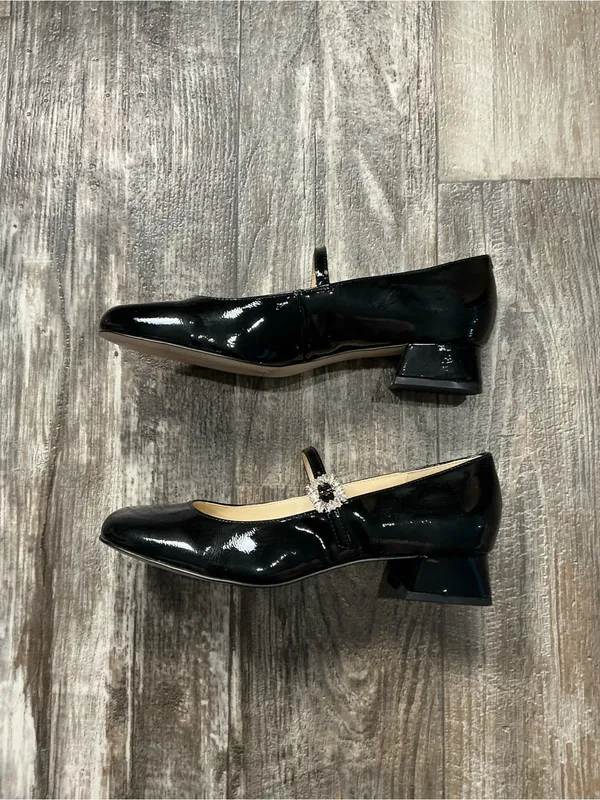 Jessica Simpson Black Patent Mary Jane Pumps with Jeweled Buckle Size 8.5 - Image 8