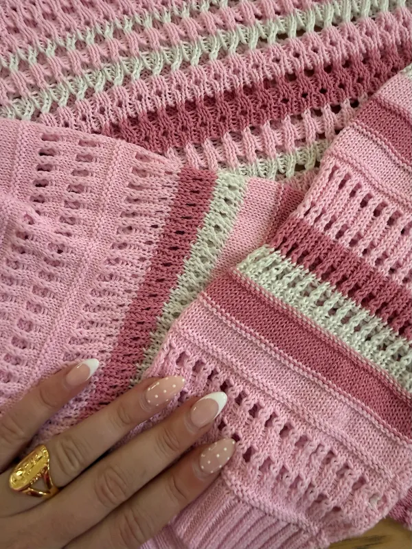SheIn Pink Crochet Sweater - Image 3