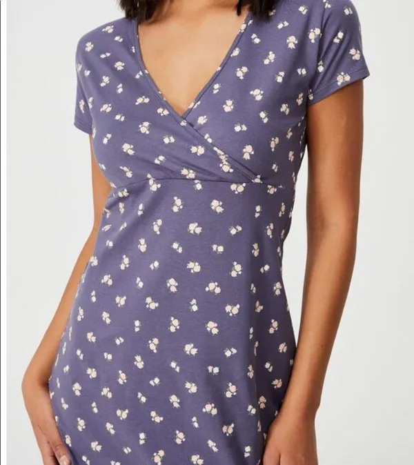 Cotton On bessie crossover ditsy floral mini dress cool mint L new - Image 6