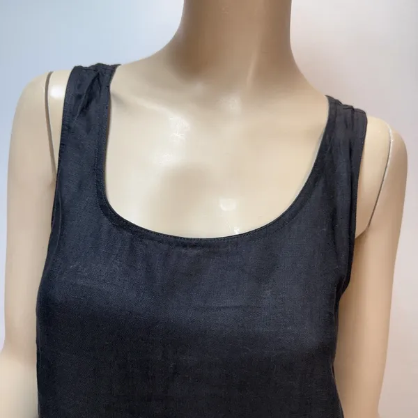 Courtney Washington Midi Sleeveless Black Linen Dress Size M Pockets Made‎ USA - Image 2