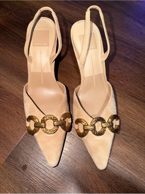 DOLCE VITA Haylee Slingback Pointed Toe Pump suede tan $140 summer 90s party - Image 7