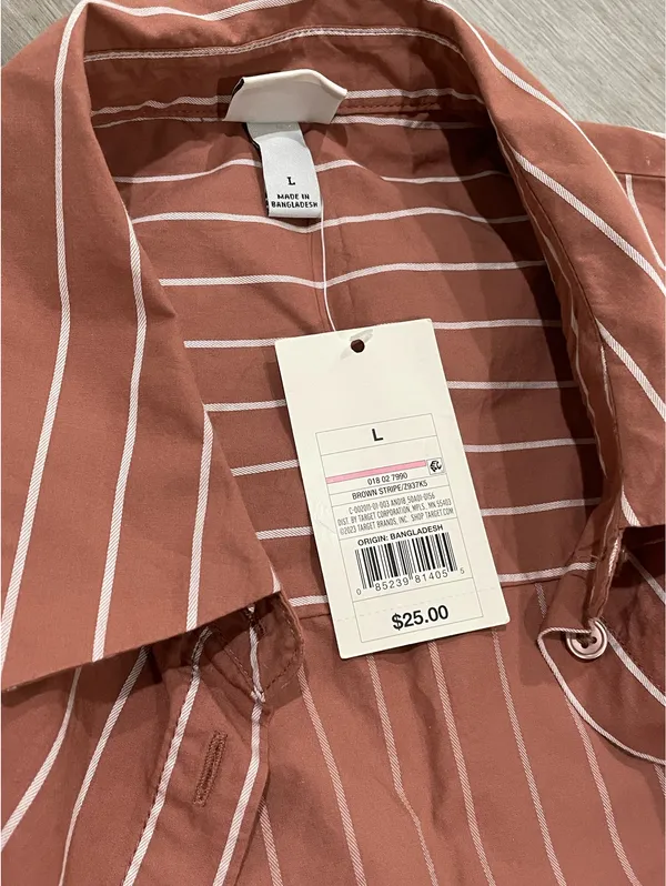 A New Day Brown Striped button down shirt - Image 4