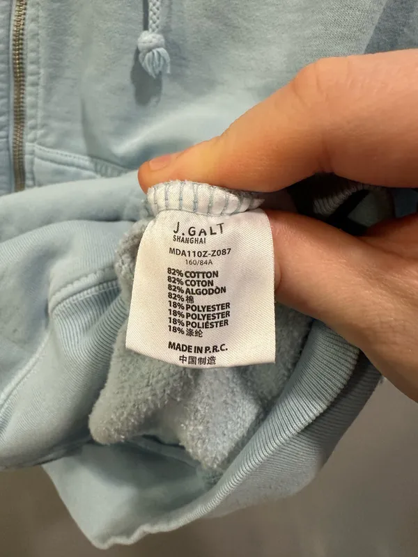 John Galt Oversized Full Zip Hoodie Light Blue - Image 4
