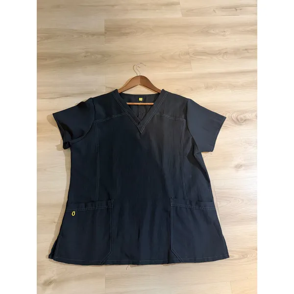 WonderWink Scrub Top Black XL Women V-Neck Short Sleeve 6214A Workwear Medical - Image 6