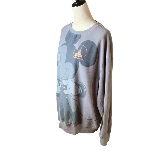 Disney Parks Mickey‎ Mouse Magic Kingdom Gray Sweatshirt XL | Neutral Crewneck - Image 2