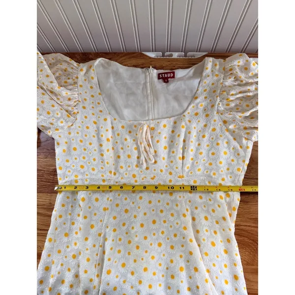 Staud Juniper Daisy Floral Mini Dress Square Neck Balloon Sleeve Size 10 - Image 9