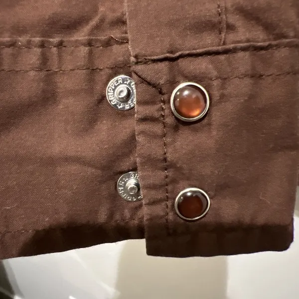 Wrancher by Wrangler Women's Brown Pearl Snap Western Shirt Long Sleeve XL y2k - Image 4