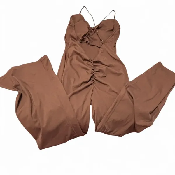 chocolate brown wide-leg jumpsuit Size XL - Image 7