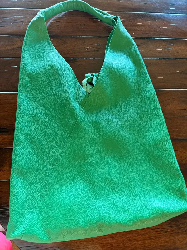 Marlon Italy Green Genuine Leather Oversized Hobo Tote Bag Slouchy Shoulder Bag - Image 3