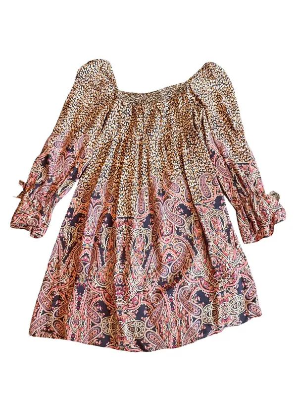 Maeve Anthropologie Milou Dress Cheetah Boho Mixed Print Peasant Flowy Medium - Image 9
