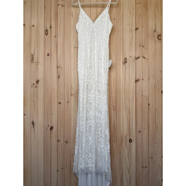 NWOT Lulus Everlasting Passion White Sequin Beaded Backless Maxi Dress Bride M - Image 2