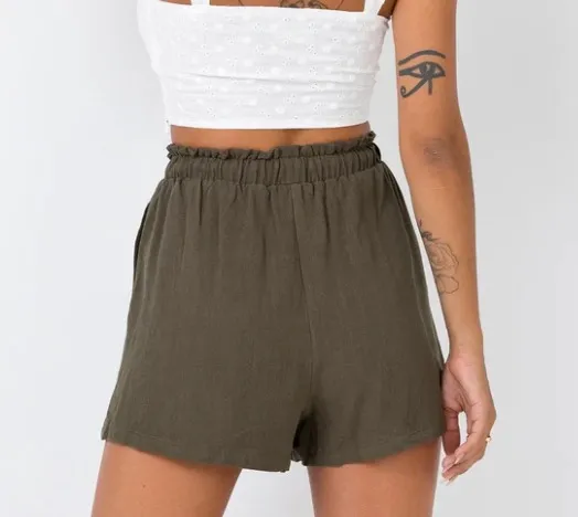 Princess Polly Wheatly Shorts Khaki 4 - Image 2