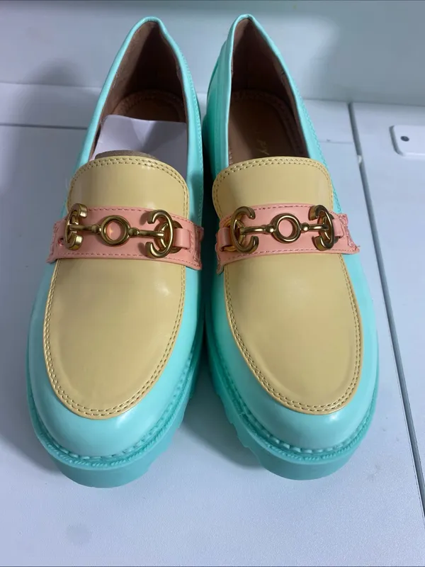 NWOB Circus NY Sam Edelman Deana Loafers Mint Pineapple Yellow Multi Size 7.5 - Image 13