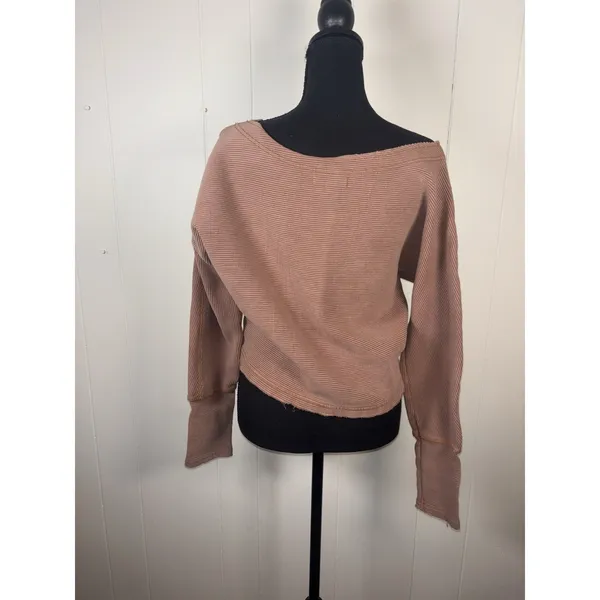 we the free‎ people ribbed off the shoulder sweater v neck medium mauve - Image 2