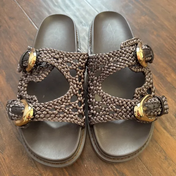 Women's Joie Waffle Braided Slide Sandals Brown Beach Resort Coastal Sz 8M - Image 2